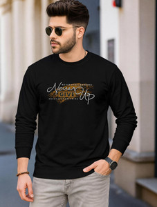 GM TRENDS Printed Men Round Neck Black T-Shirt