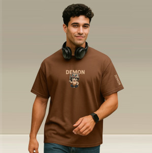 Pling Bling Printed Men Round Neck Brown T-Shirt