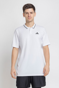 ADIDAS Graphic Print Men Polo Neck White T-Shirt