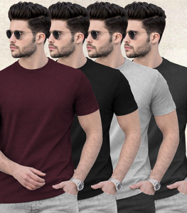TRIPR Solid Men Round Neck Multicolor T-Shirt