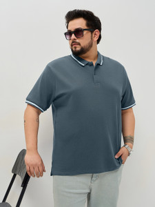 Urbano Plus Solid Men Polo Neck Grey T-Shirt