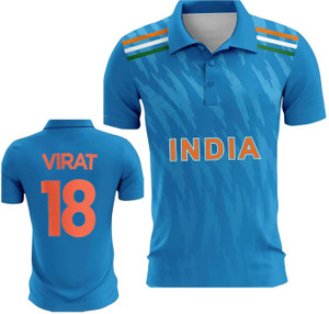 Smv Printed Men Mandarin Collar Blue T-Shirt