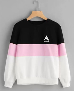 Kroptee Colorblock Men Round Neck White, Black, Pink T-Shirt