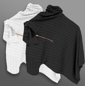 COMBRAIDED Men's Black, White Zip Neck T-Shirt Pack of 2 - Image 5