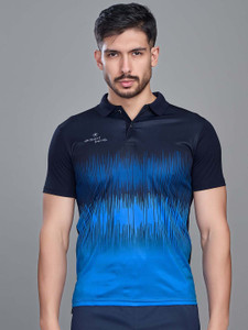 Sport Sun Sporty Men Polo Neck Navy Blue T-Shirt