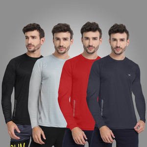 FTX Solid Men Round Neck Multicolor T-Shirt