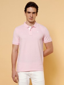 Wrangler Solid Men Polo Neck Pink T-Shirt