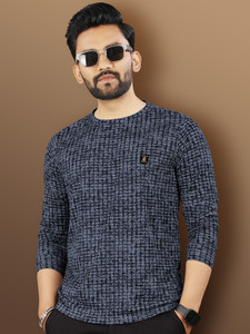 VeBNoR Printed Men Round Neck Grey T-Shirt