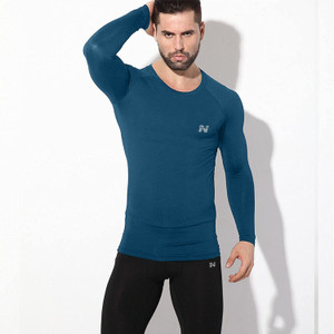 NINQ Solid Men Round Neck Blue T-Shirt