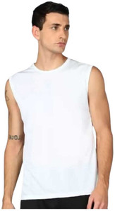 RLP Solid Men Scoop Neck White T-Shirt