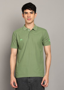 Shiv Naresh Solid Men Polo Neck Green T-Shirt