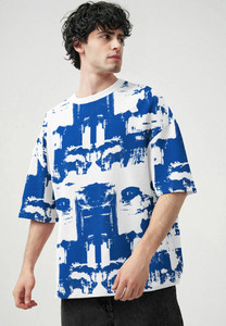 TRIPR Printed Men Round Neck White, Blue T-Shirt