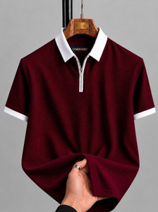 COMBRAIDED Men Polo Neck Maroon T-Shirt - Image 6