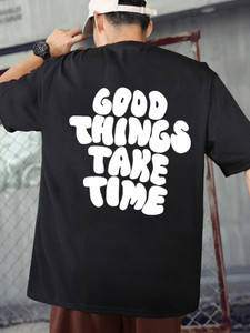 Benny Brooks Typography Men Round Neck Black T-Shirt