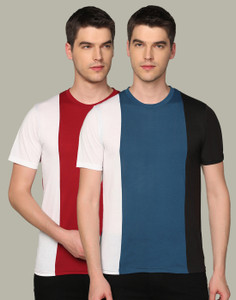 INKKR Colorblock Men Round Neck Multicolor T-Shirt