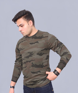 OMEE GOLD Printed Men Round Neck Green T-Shirt