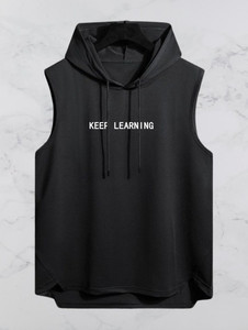 Mundali Printed Men Hooded Neck Black T-Shirt