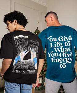 TWOCRAZIIE Typography Men Round Neck Multicolor T-Shirt