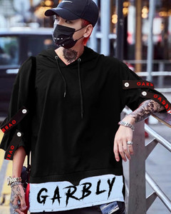 BELACHY Typography Men Hooded Neck Black T-Shirt