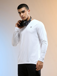 TECHNOSPORT Solid Men Crew Neck White T-Shirt - Image 6