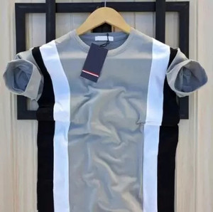 KASPY Striped Men Round Neck Grey T-Shirt