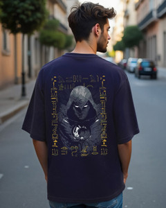 बेवकूफ पुरुषों के लिए गोल गला प्रिंटेड नीला टी-शर्ट