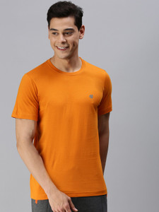 ONN Solid Men Round Neck Gold T-Shirt