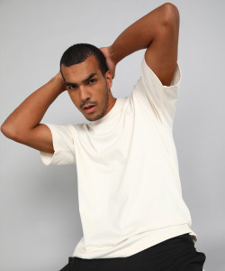 ADIDAS Solid Men Round Neck White T-Shirt