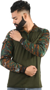 Riya Gold Military Camouflage Men Polo Neck Green T-Shirt