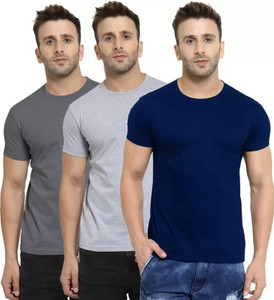 LIVAX COTTY Solid Men Round Neck Multicolor T-Shirt