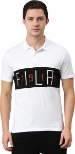 FILA Printed Men Polo Neck White T-Shirt