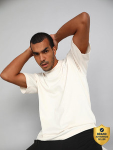 ADIDAS Solid Men Round Neck White T-Shirt