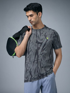 TECHNOSPORT Tie & Dye Men Round Neck Grey T-Shirt