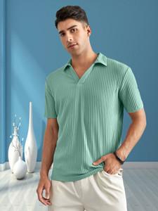 Madfrog Solid Men Polo Neck Green T-Shirt