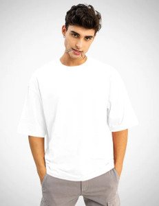 PicPok Solid Men Round Neck White T-Shirt