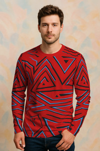 KELONBRO Printed Men Round Neck Red T-Shirt
