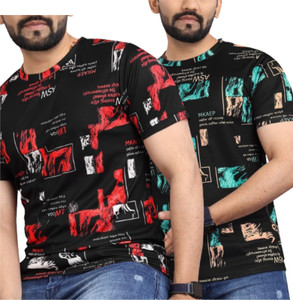 sti Printed Men Round Neck Multicolor T-Shirt