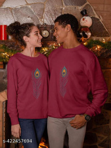 dione fashion Printed Couple Round Neck Maroon T-Shirt