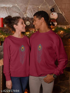 dione fashion Printed Couple Round Neck Maroon T-Shirt
