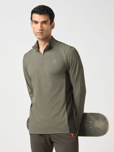 TECHNOSPORT Colorblock Men High Neck Light Green T-Shirt - Image 6
