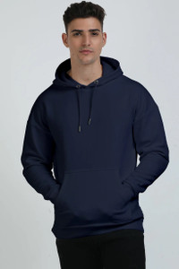 R RIDACHY Solid Men Hooded Neck Dark Blue T-Shirt