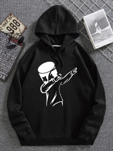 FastColors Printed Men Hooded Neck Black T-Shirt