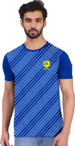 London Hills Printed Men Round Neck Blue T-Shirt