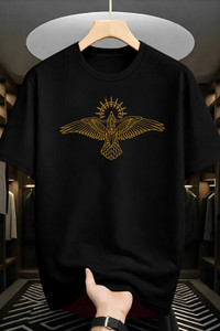 KAJARU Printed Men Round Neck Black T-Shirt