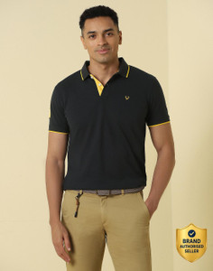 Allen Solly Solid Men Polo Neck Black T-Shirt