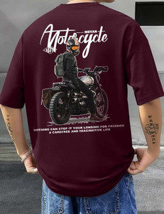 ElevenFashion Printed Men Round Neck Maroon T-Shirt