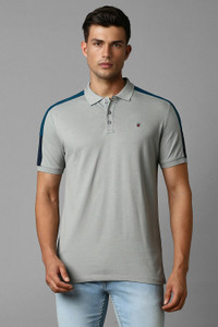 Louis Philippe Jeans Solid Men Polo Neck White T-Shirt