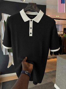 Try Colorblock Men Polo Neck Black T-Shirt - Image 5
