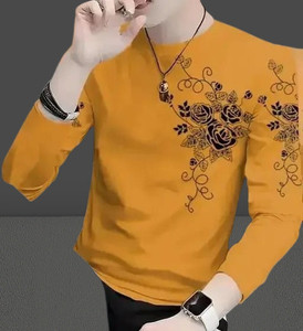 Magpy Printed Men Round Neck Yellow T-Shirt