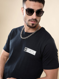 WROGN Solid Men Crew Neck Blue T-Shirt